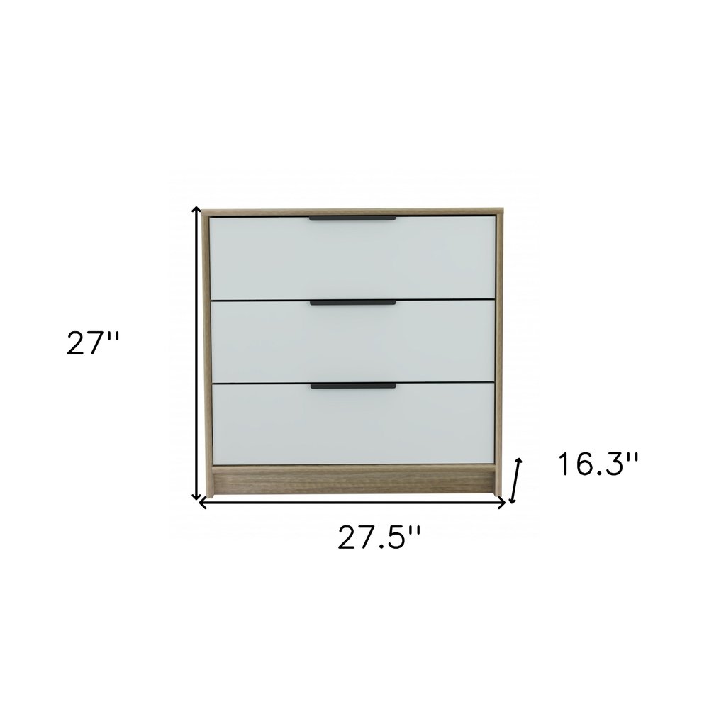 Brown and White Three Drawer Dresser - 28-inch