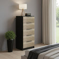 Black and Light Oak Manufactured Wood Five Drawer Chest - 42-inch