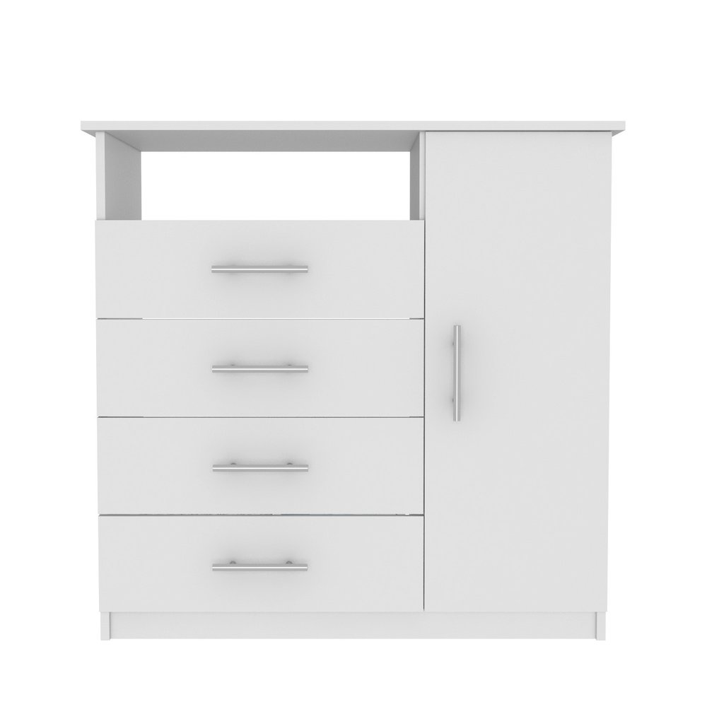 White Manufactured Wood Four Drawer Combo Dresser - 36-inch
