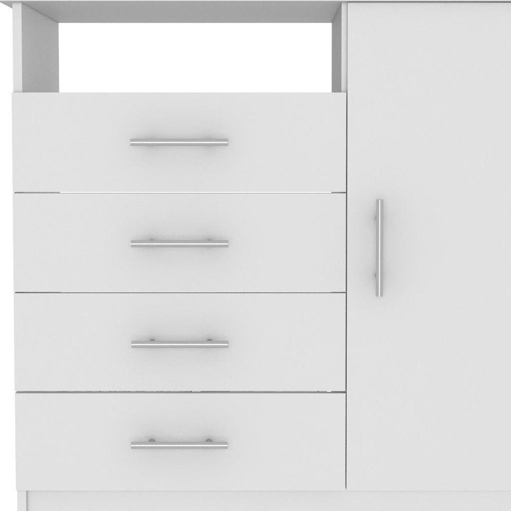 White Manufactured Wood Four Drawer Combo Dresser - 36-inch