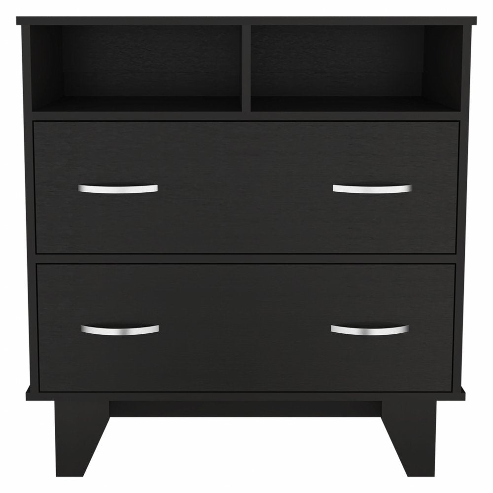 Black Manufactured Wood Two Drawer Dresser - 32-inch