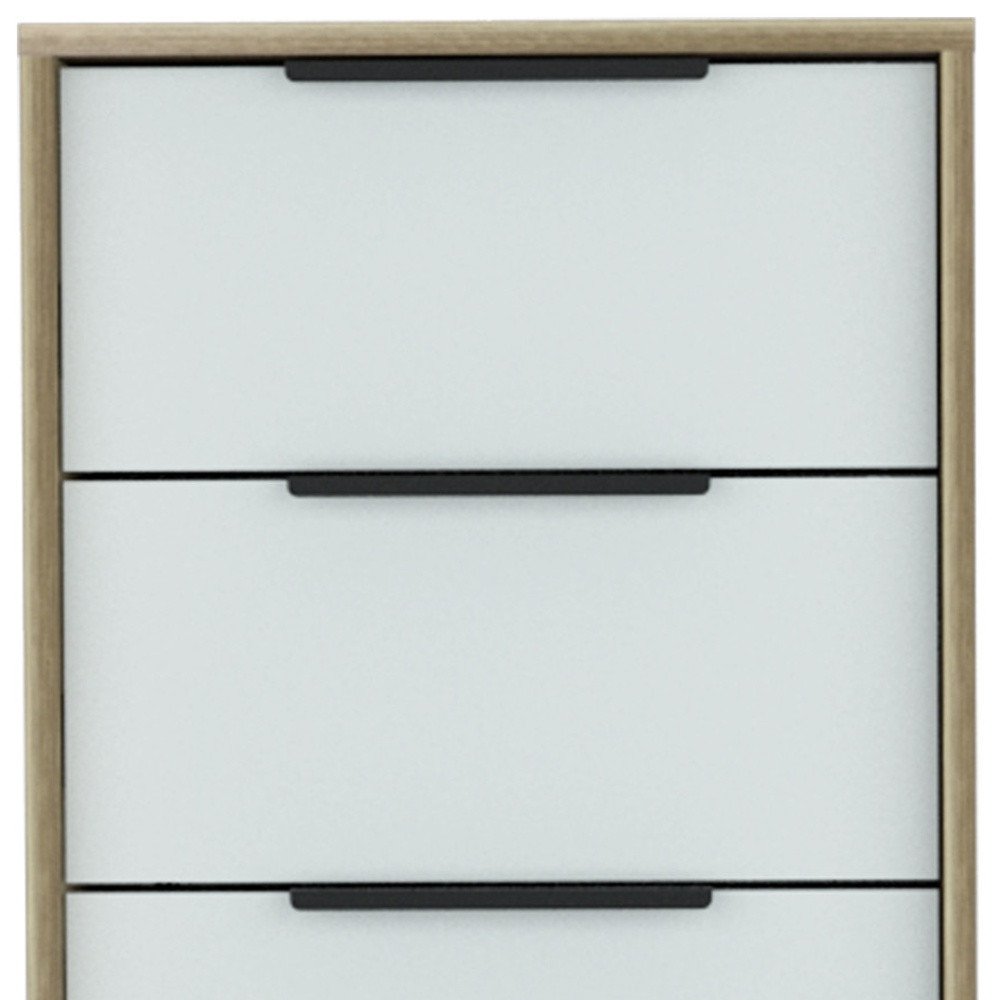 Brown and White Three Drawer Dresser - 28-inch