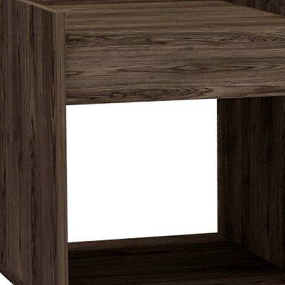 Dark Walnut Manufactured Wood Rectangular Coffee Table with Shelf