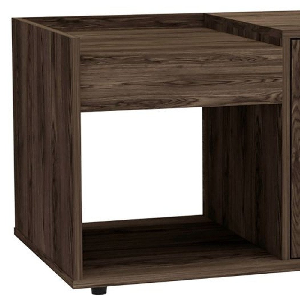 Dark Walnut Manufactured Wood Rectangular Coffee Table with Shelf