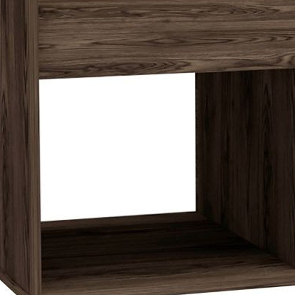 Dark Walnut Manufactured Wood Rectangular Coffee Table with Shelf