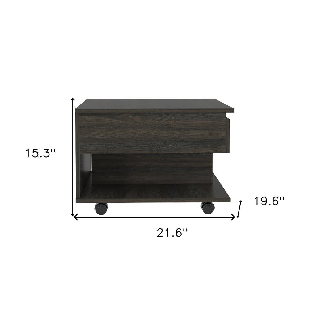 Carbon Espresso Manufactured Wood Rectangular Coffee Table with Drawer