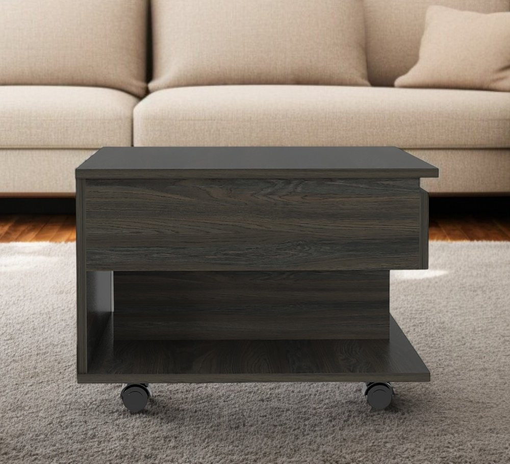 Carbon Espresso Manufactured Wood Rectangular Coffee Table with Drawer