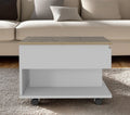 White and Light Oak Manufactured Wood Rectangular Coffee Table with Drawer
