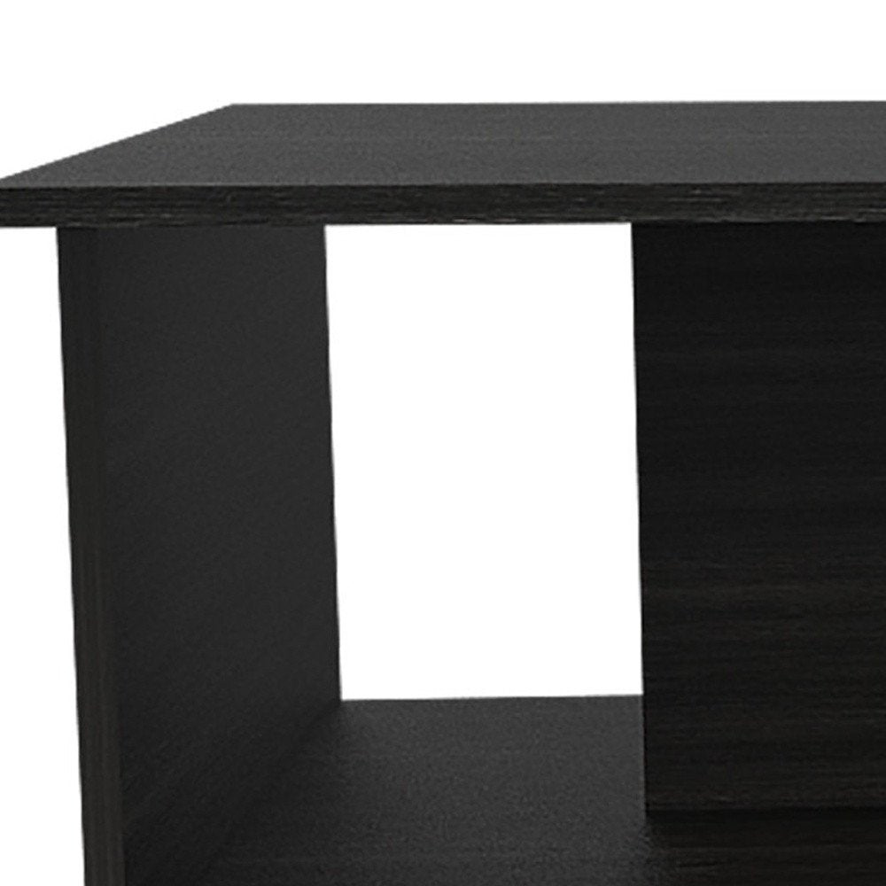 Black Wood Abstract Coffee Table - 35-inch