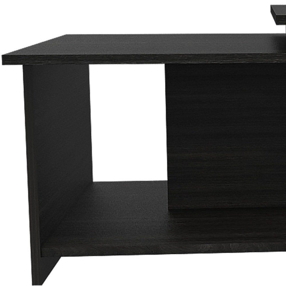 Black Wood Abstract Coffee Table - 35-inch
