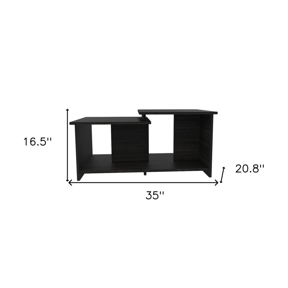 Black Wood Abstract Coffee Table - 35-inch
