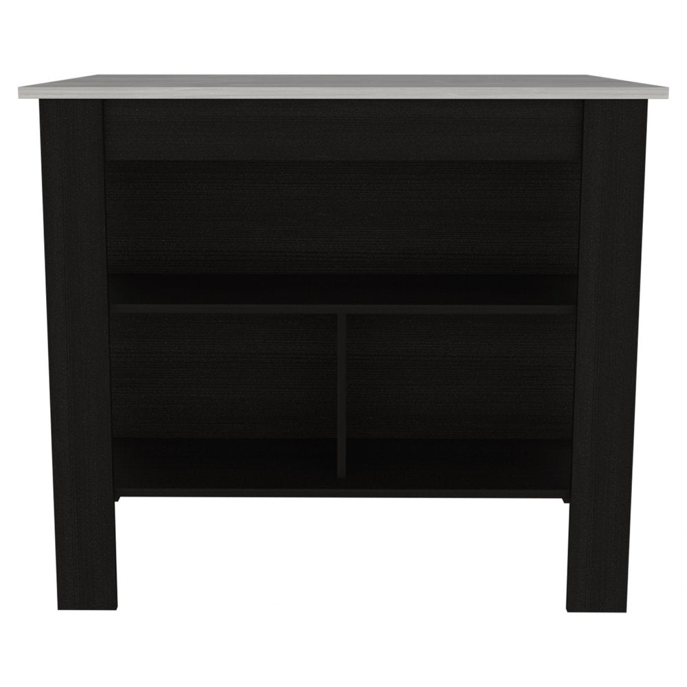 Black and Ivory 41 Kitchen Island with Storage