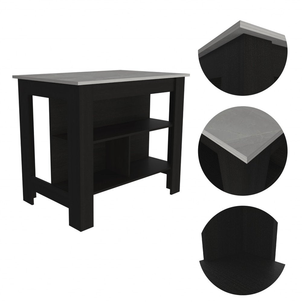 Black and Ivory 41 Kitchen Island with Storage
