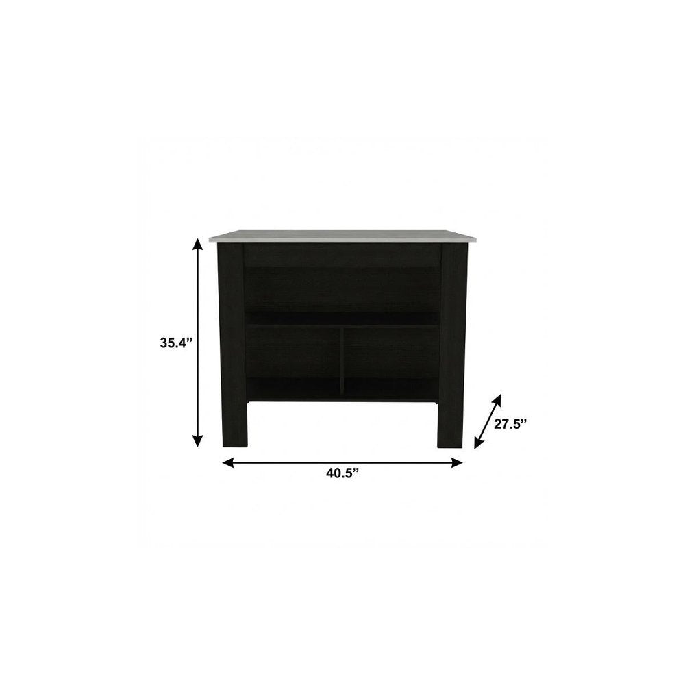 Black and Ivory 41 Kitchen Island with Storage