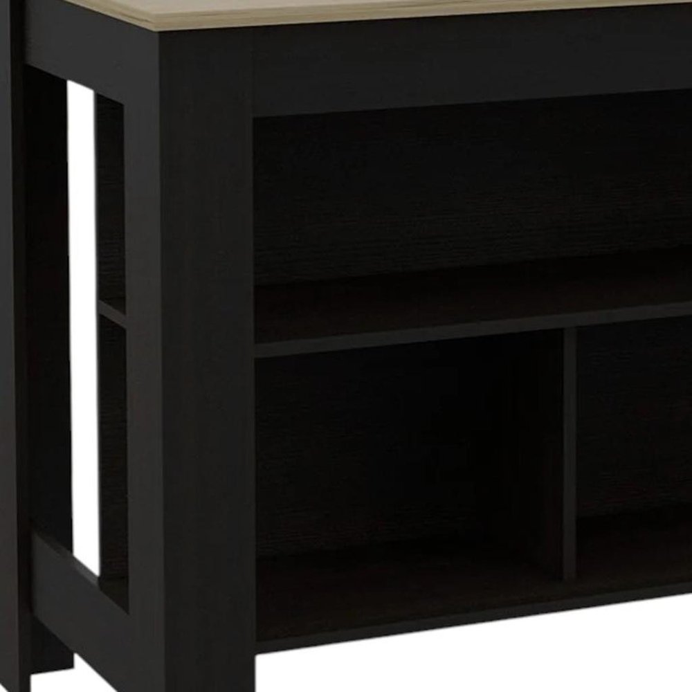 Black and Natural 41 Kitchen Island with Storage