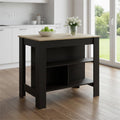 Black and Natural 41 Kitchen Island with Storage