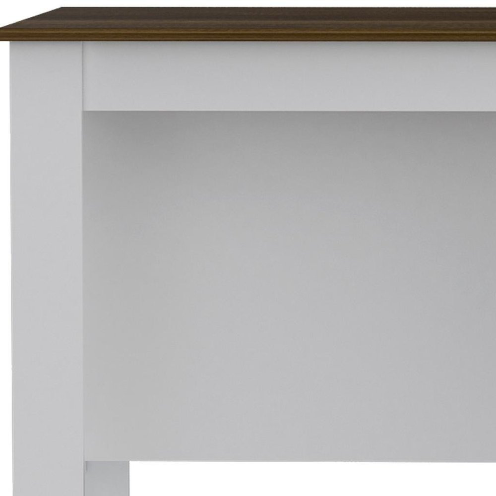 White and Brown 41 Kitchen Island with Storage