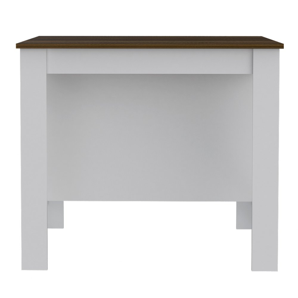 White and Brown 41 Kitchen Island with Storage