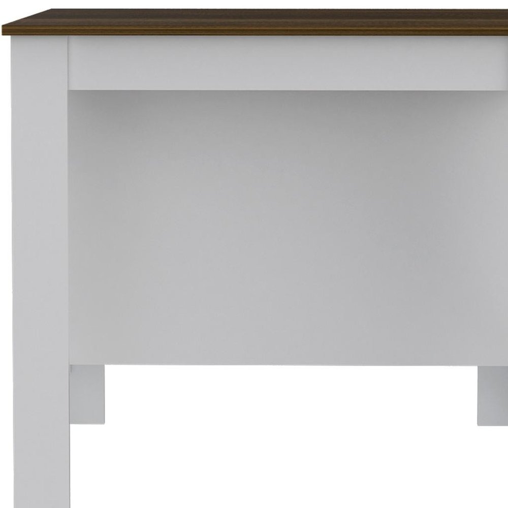 White and Brown 41 Kitchen Island with Storage