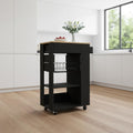Black and Natural 22 Rolling Kitchen Cart with Storage