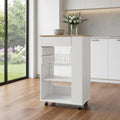 White and Brown 22 Rolling Kitchen Cart with Storage