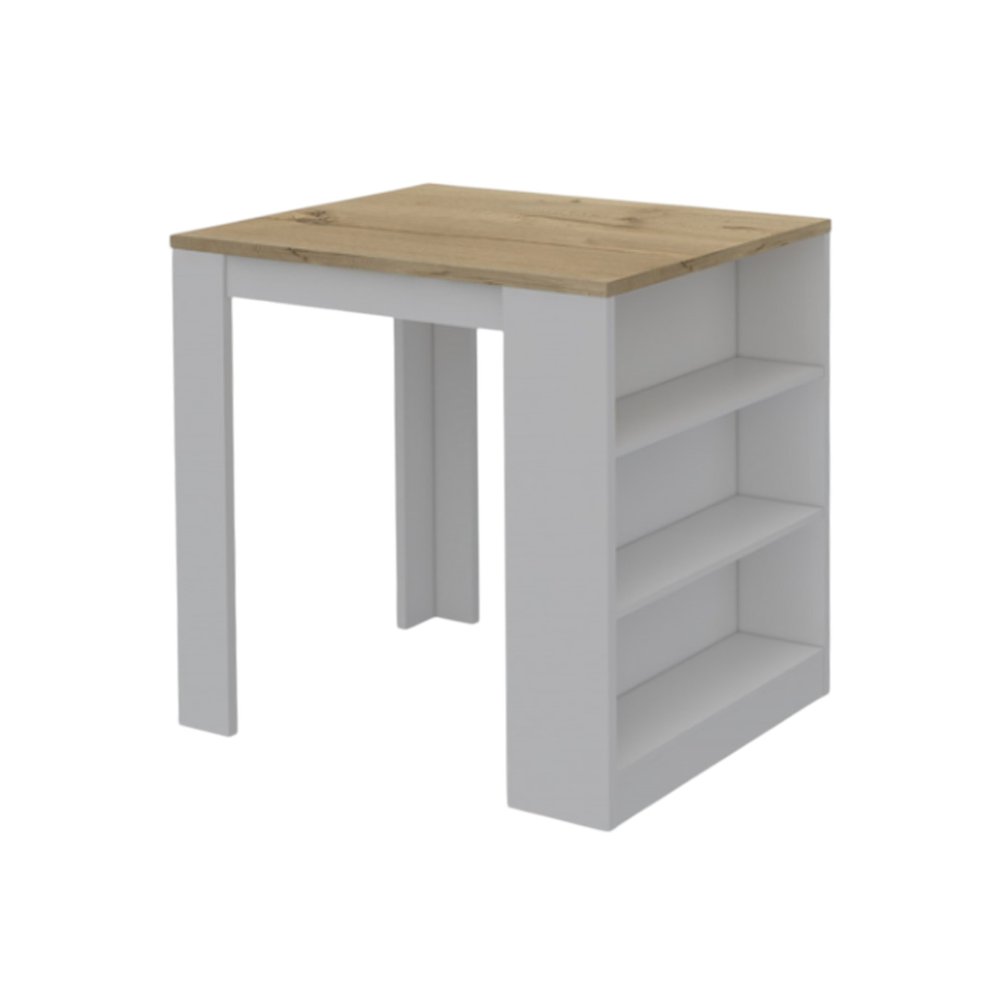 Natural and White Wood Kitchen Island with Storage - 36-inch