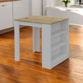 Natural and White Wood Kitchen Island with Storage - 36-inch