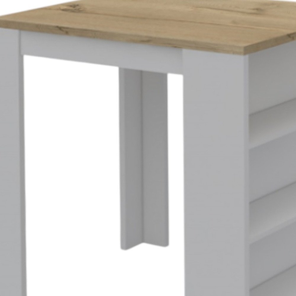 Natural and White Wood Kitchen Island with Storage - 36-inch