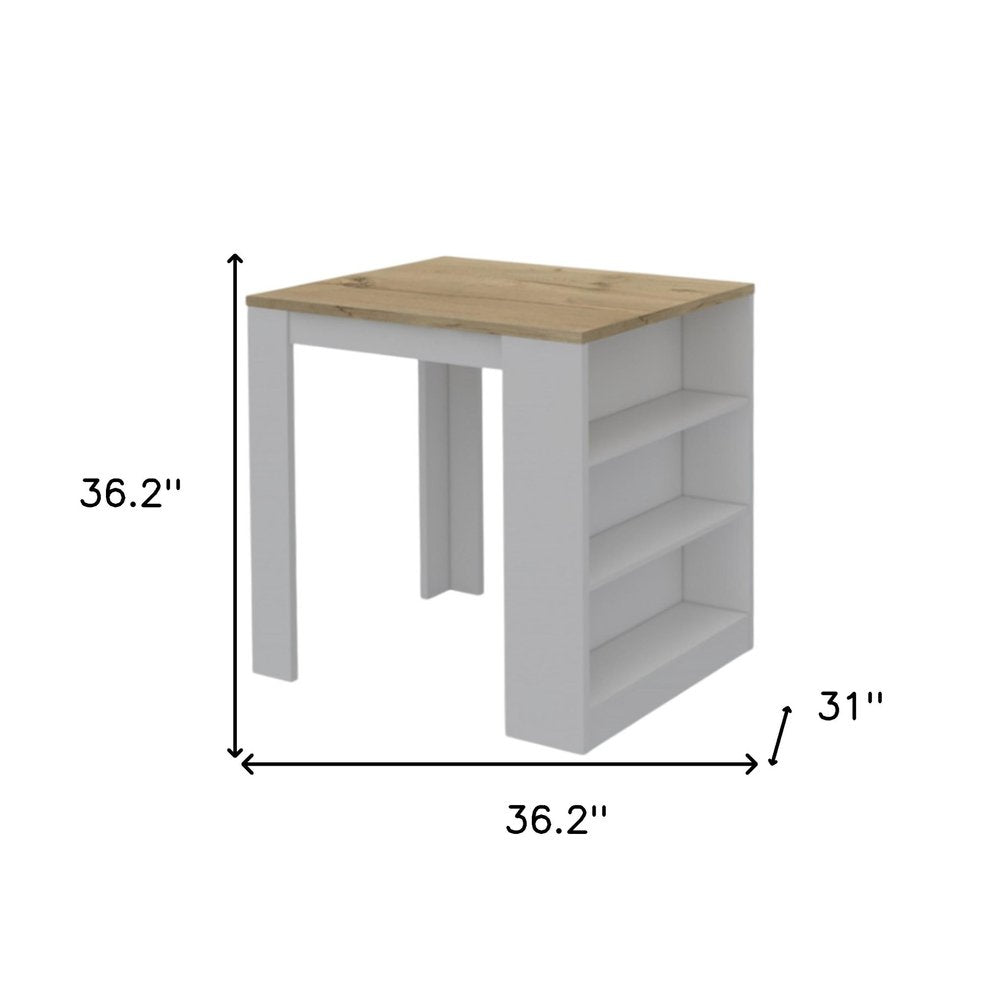 Natural and White Wood Kitchen Island with Storage - 36-inch