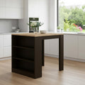 Natural and Black Wood Kitchen Island with Storage - 36-inch