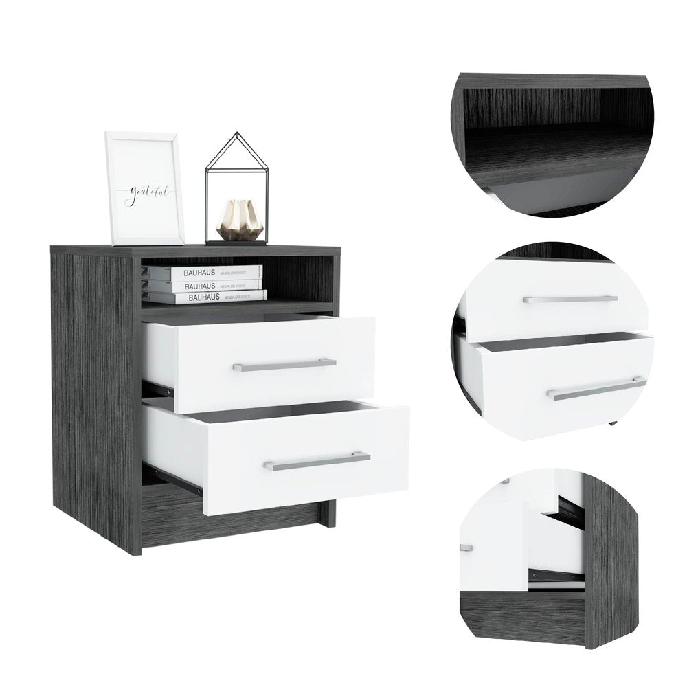 Wood Two Drawer Nightstand - 20-inch