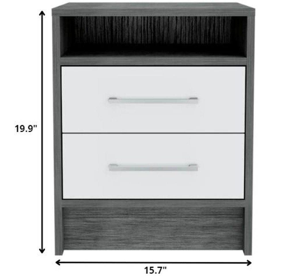 Wood Two Drawer Nightstand - 20-inch