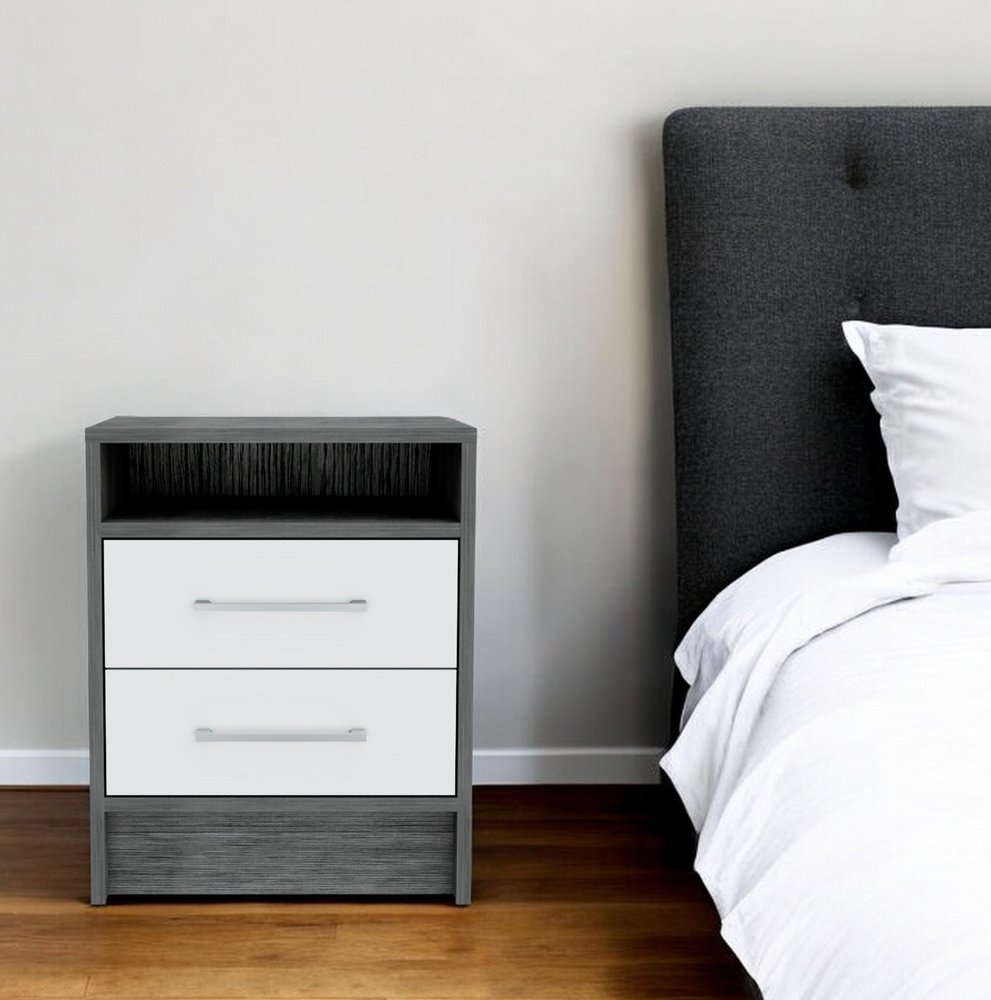 Wood Two Drawer Nightstand - 20-inch