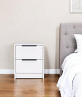 Wood Two Drawer Nightstand - 19-inch