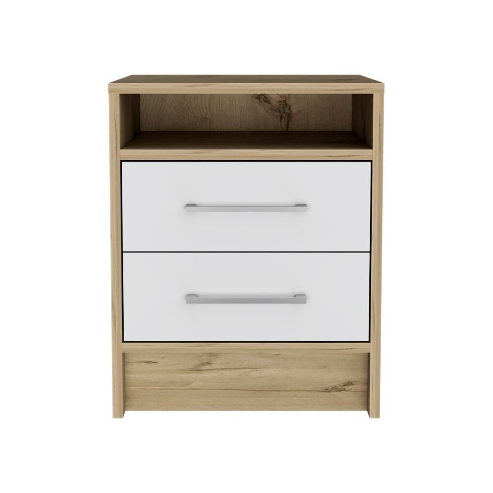 Wood Two Drawer Nightstand - 20-inch