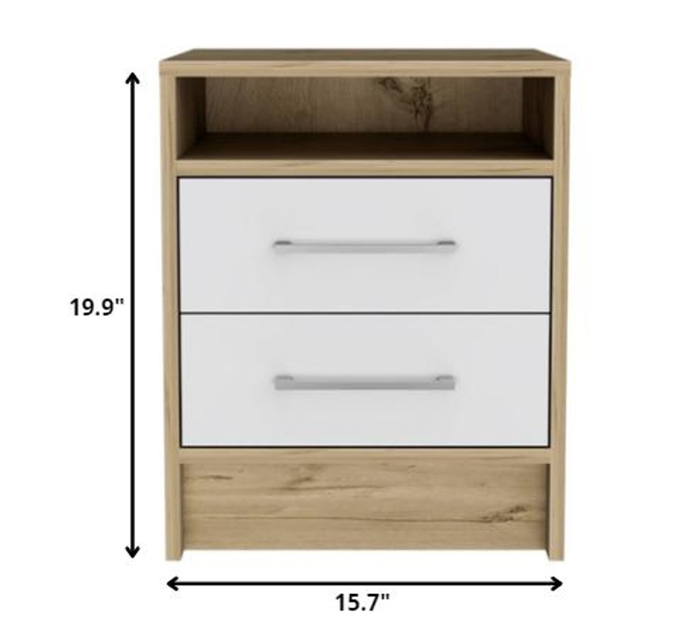 Wood Two Drawer Nightstand - 20-inch