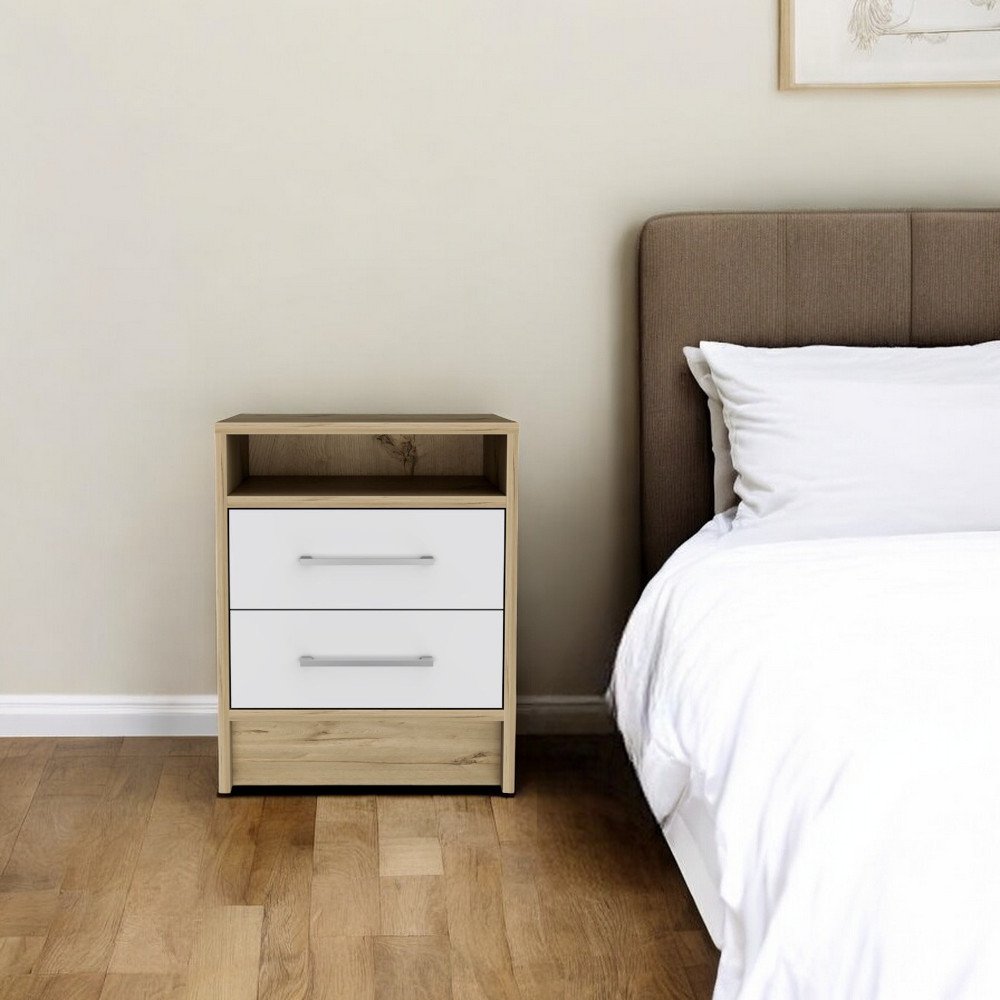Wood Two Drawer Nightstand - 20-inch
