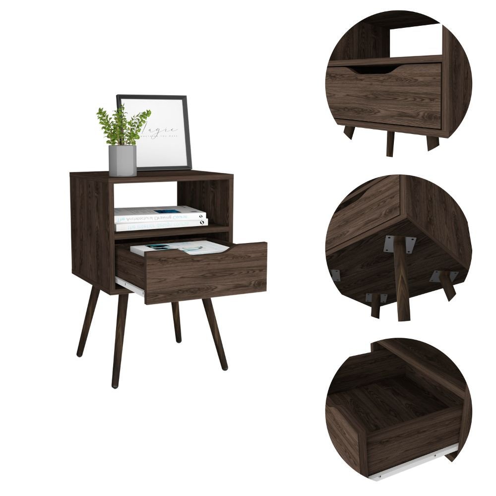 Wood One Drawer Nightstand - 25-inch