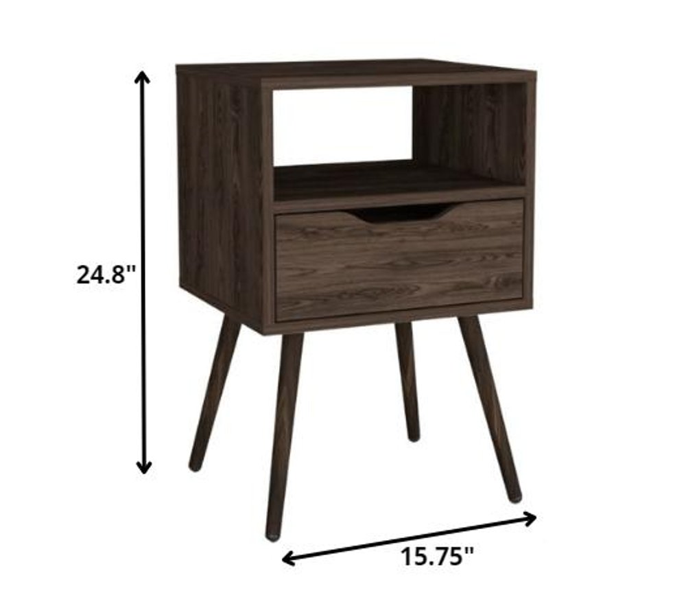 Wood One Drawer Nightstand - 25-inch