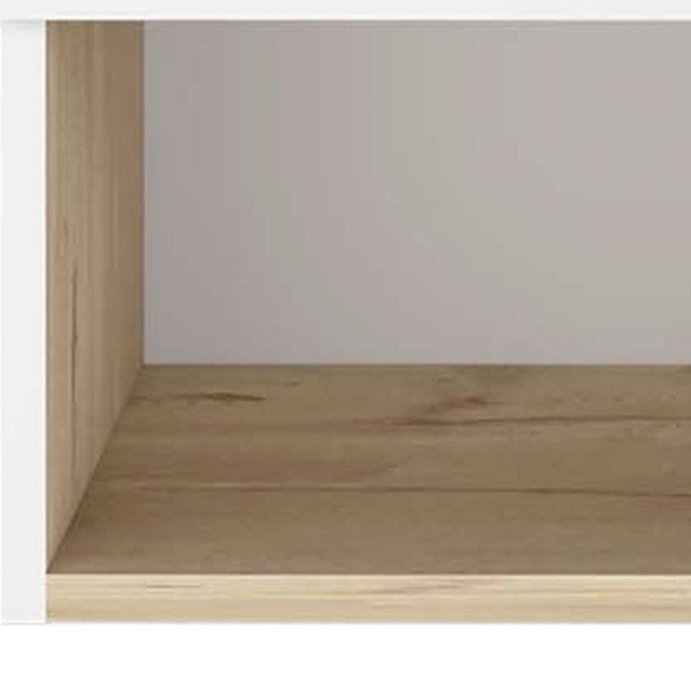 Light Oak and White Wall Mounted Cabinet with Three Shelves - 16-inch