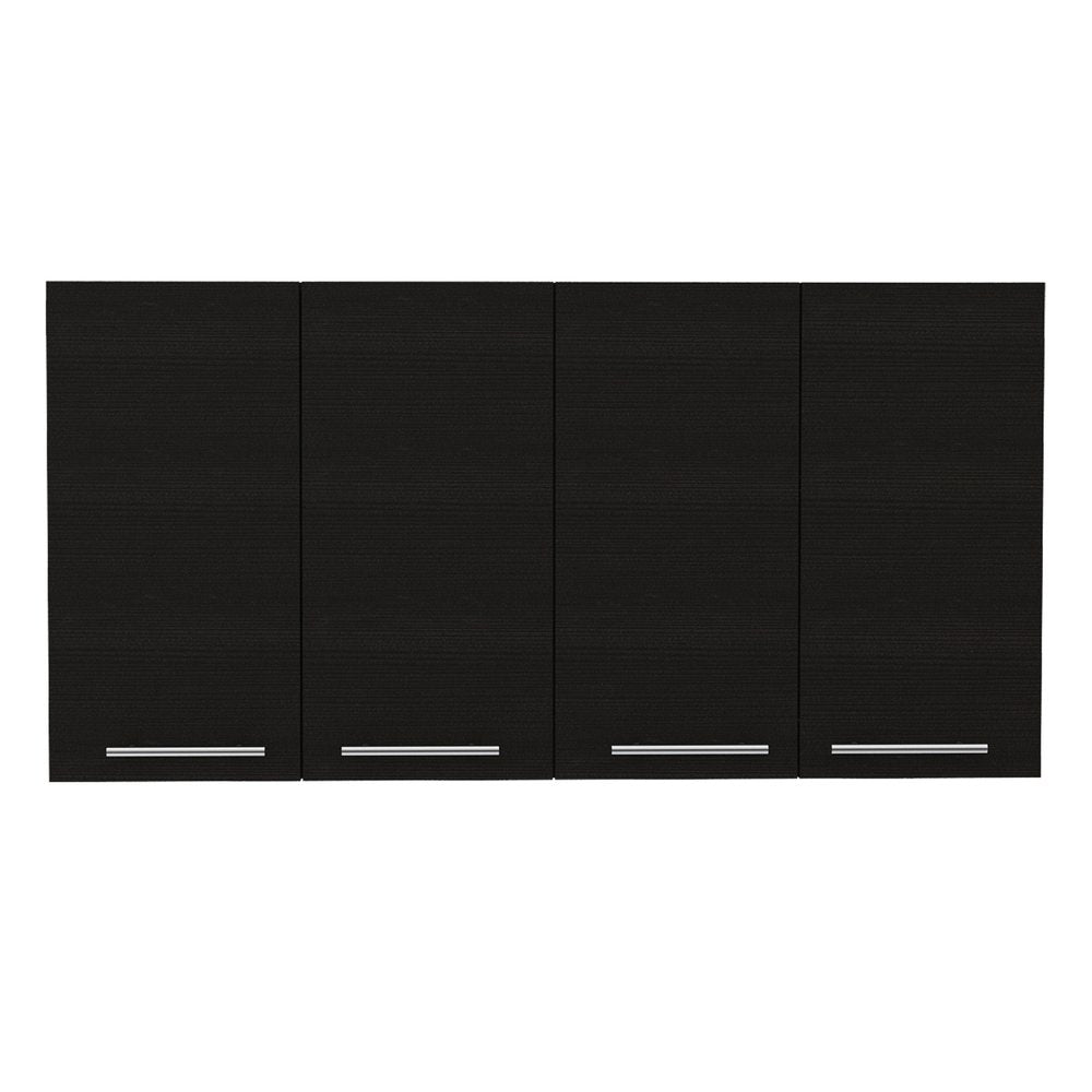 Black Wood Wall Mounted Accent Cabinet with Four Doors - 47-inch