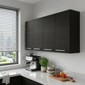Black Wood Wall Mounted Accent Cabinet with Four Doors - 47-inch