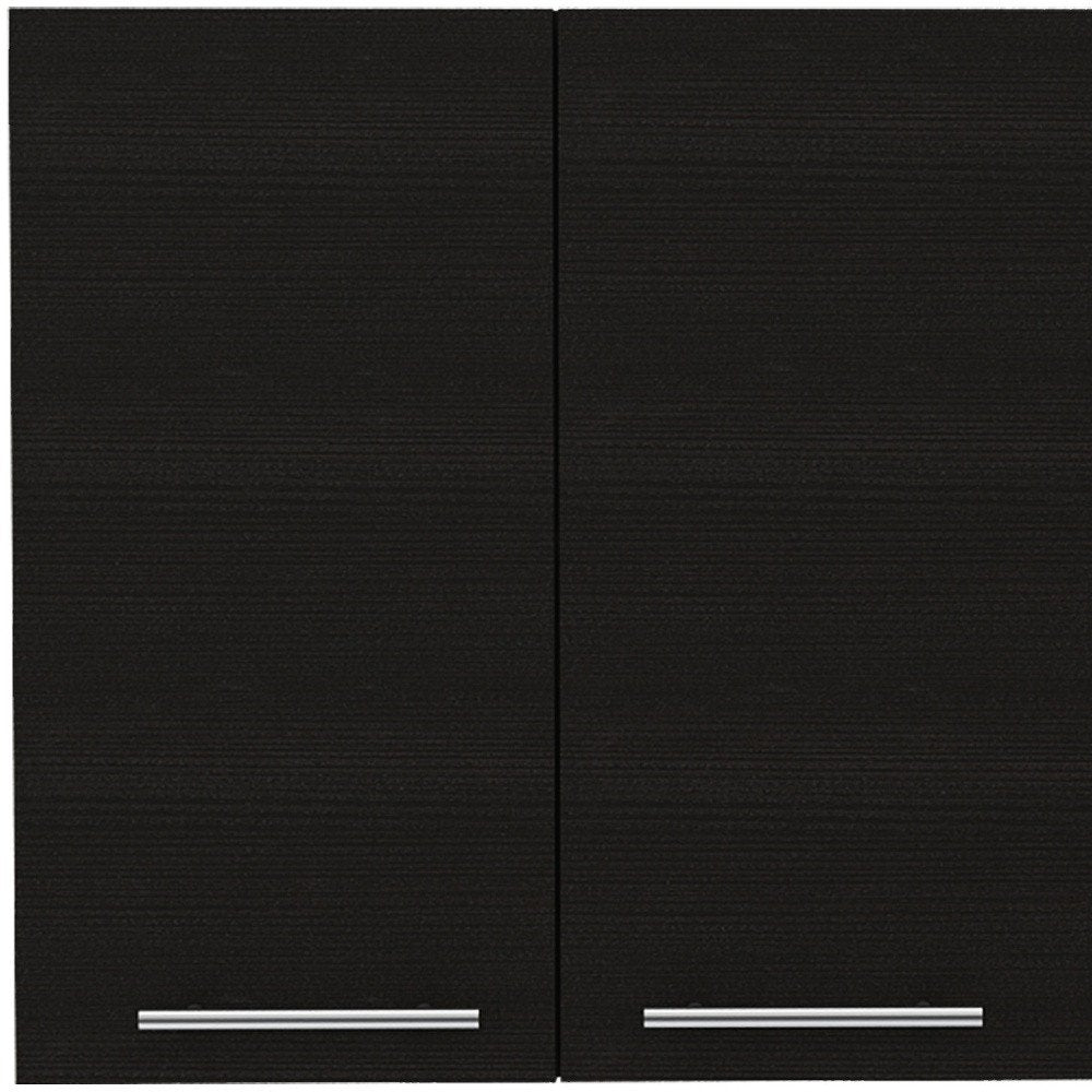 Black Wood Wall Mounted Accent Cabinet with Four Doors - 47-inch