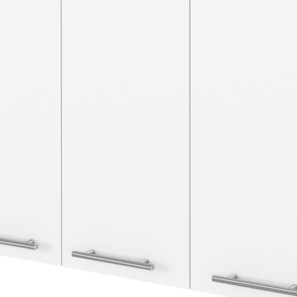 White Wood Wall Mounted Accent Chest with Four Doors - 47-inch