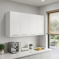 White Wood Wall Mounted Accent Chest with Four Doors - 47-inch