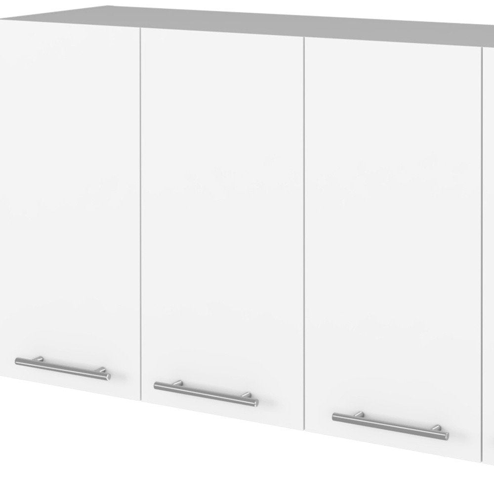 White Wood Wall Mounted Accent Chest with Four Doors - 47-inch