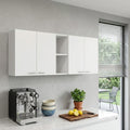 White Wood Wall Mounted Accent Cabinet with Four Doors - 59-inch
