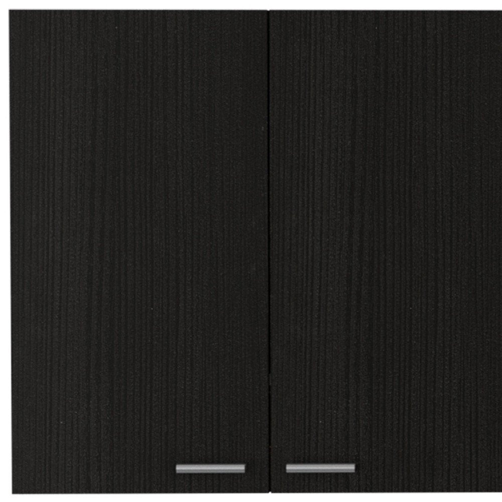 Black Wood Wall Mounted Accent Cabinet with Five Shelves - 59-inch
