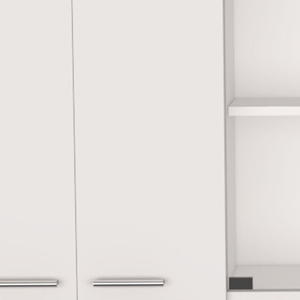 White Wood Wall Mounted China Cabinet with Six Doors - 59-inch