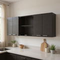 Black Wood Wall Mounted China Cabinet with Six Doors - 59-inch